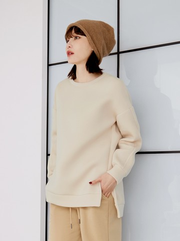 高質感tee．空氣棉側開衩大學T長版上衣