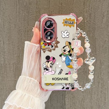 銘生 適用于OPPOA97手機殼A35透明電鍍氣囊四角A72防摔套A57軟硅膠A15迪士尼米妮米奇OPPOA9X手機殼A96全包A5