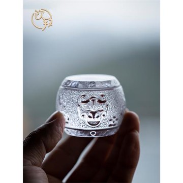 飲致水晶玻璃蓋置功夫茶道零配茶壺蓋碗茶蓋置托家用蓋托小擺件