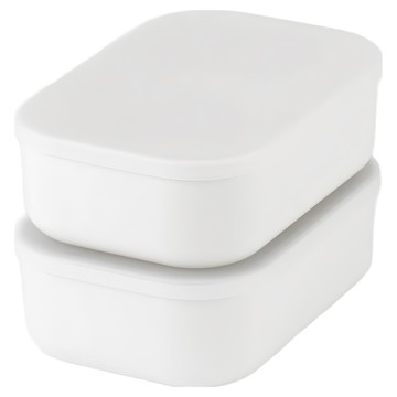 MUJI 無印良品 軟質聚乙烯收納盒 半 小 + 蓋 2個  白色