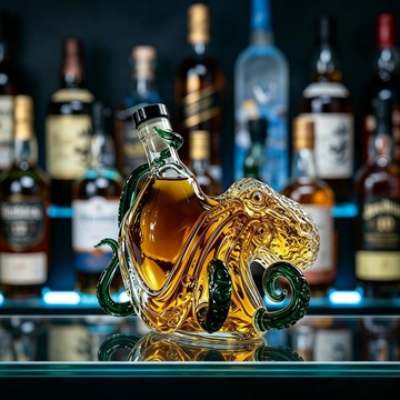 洛陽牡丹 八爪魚造型章魚酒瓶威士忌酒瓶醒酒器（實拍圖）