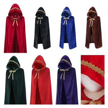 萬圣節披風波西米亞披風中世紀復古金色麥穗裝飾連帽斗篷巫師風衣