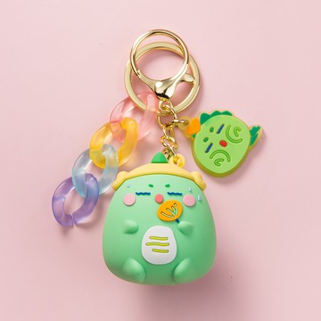 萌仔恐龍鑰匙扣掛件卡通公仔車鑰匙鏈圈環男女可愛情侶一對包掛飾
