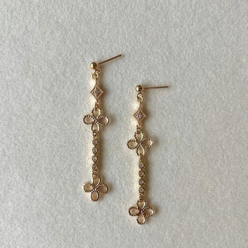 14K包金 星芒幸運草耳環 耳夾 14KGF