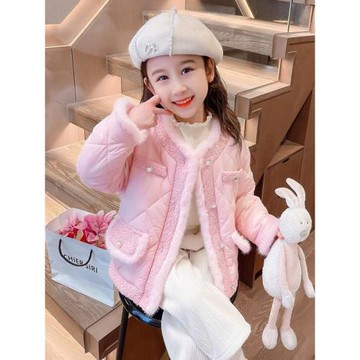 女小童夾棉外套秋冬款小香風洋氣時髦棉服女寶寶冬季韓版加絨棉衣
