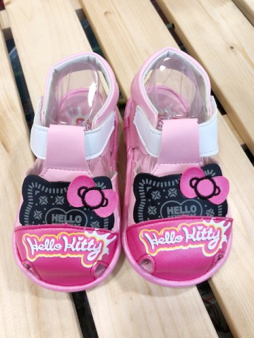 【震撼精品百貨】Hello Kitty 凱蒂貓~台灣製Hello kitty正版兒童啾啾涼鞋~黑貓頭粉(12.5~15號)