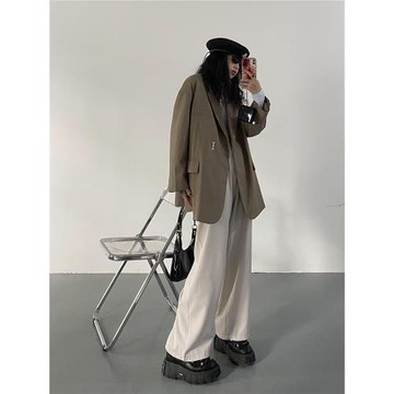 2025春秋新款慵懶簡約風寬松設計感小眾韓版森系高級感西裝外套女