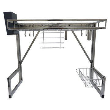 雙手萬能 不鏽鋼廚房水槽瀝水架 66cm（豪華款）  銀色  1個