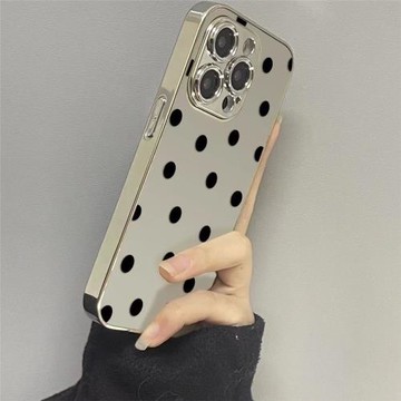 簡約黑色波點適用三星s24ultra手機殼s25+s23fe電鍍銀框s22+s21fe個性a15a16男女a25a35補妝s55s54防摔a06