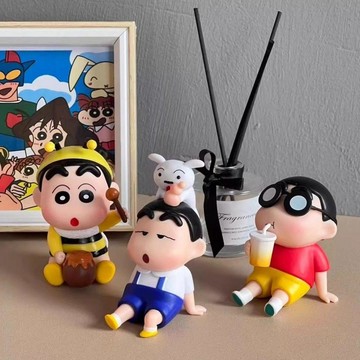 ✨元氣新品✨蠟筆小新蜜蜂手辦家居玄關客廳工位桌面擺件車載中控裝飾女生禮物OAGM
