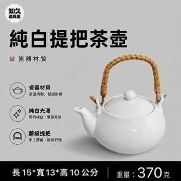 【知久道具屋】 茶壺 純白提把茶壺 中式茶壺 小茶壺 造型瓷器 瓷器