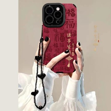 適用紅色蘋果16手機殼新款iPhone16promax新年15pro小眾高級感14plus喜慶13防摔12諸事皆順11pm全包保護套lv