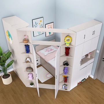 免運附發票 超低價 工廠直銷 小戶型客廳隔間房床櫃一體帶床頭櫃鞋櫃多功能省空間組合床定制 出貨快CH3070