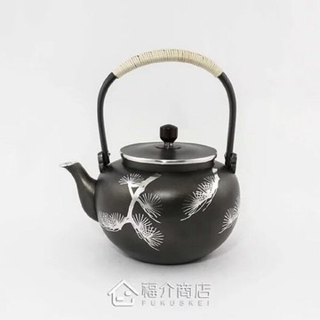 日本錫器大阪浪華錫壺松湯沸0.72L 錫製茶壺老鐵壺沖泡壺煮水煮茶武夷山