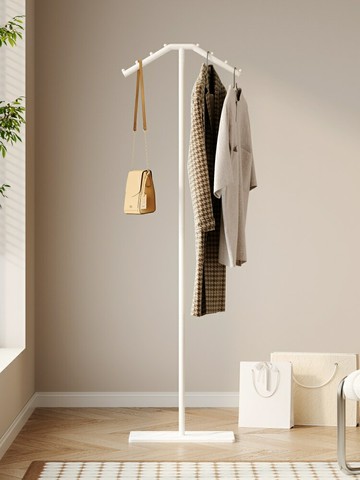 落地式掛衣架衣帽架  家用立式掛衣架落地臥室入戶奶油風室內衣帽架客廳衣服架輕奢玄關