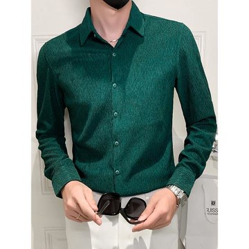 高級感男士輕奢長袖襯衫潮牌修身男裝2025新款春秋季潮流痞帥襯衣