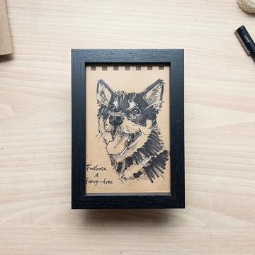 【帥氣黑白速寫】極簡肖像插畫(含框) 客製畫 生日禮物