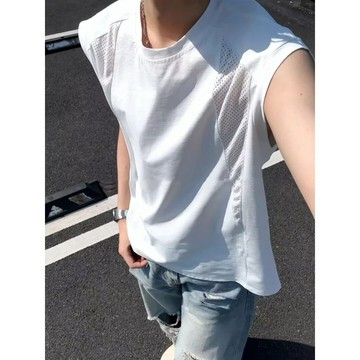 ✨ 新品🎈黑白純色男士無袖背心夏季寬鬆透氣日常百搭休閒運動坎肩