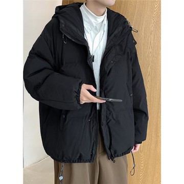 羽絨服男冬季新款港風加厚ins潮流百搭純色棉襖寬松款連帽面包服