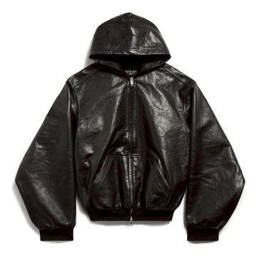 (WMNS) Balenciaga Lined Zip-up Hoodie Large Fit 'Black'