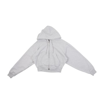 alexanderwang 水晶燙鑽裝飾抽繩灰色棉質連帽衫