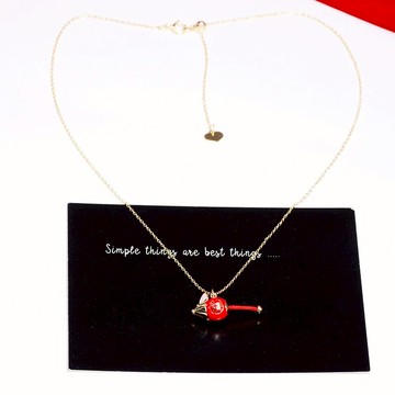 新款本命年小福鼠項鏈紅色新年鎖骨鏈飾品可愛鏈子女禮物1入