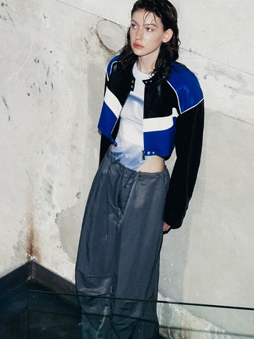 Crop Biker Leather Jacket_Blue