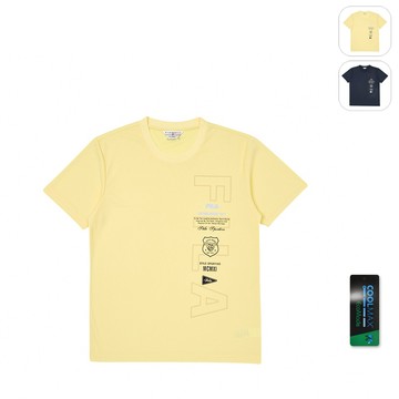 【FILA】男性 吸濕排汗 短袖圓領T恤-黃色 1TEZ-1729-YE
