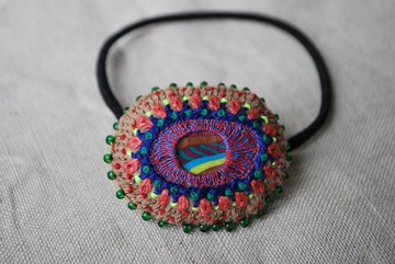 繽紛刺繡髮圈 橢圓款