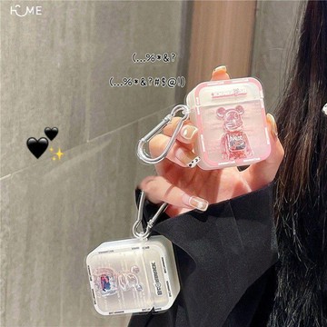 潮方形立體暴力熊Airpods1/2代蘋果Pro三代耳機保護套磨砂軟殼ins