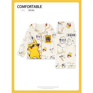 兒童睡衣男童春秋季純棉長袖薄款中童初中生大童春季皮卡丘小男孩