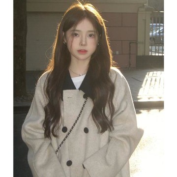 學院風呢子大衣女秋冬加厚小個子中長款韓版寬松毛呢外套2023新款