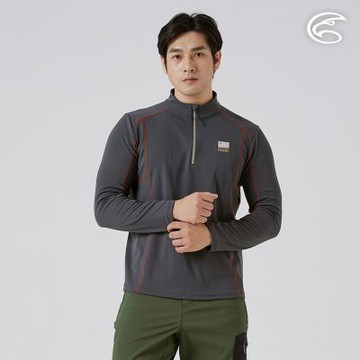 ADISI 男半門襟智能纖維速乾長袖上衣 AL2521081 深灰 (M-3XL)｜單向導濕  快乾 吸濕排汗 透氣 環保