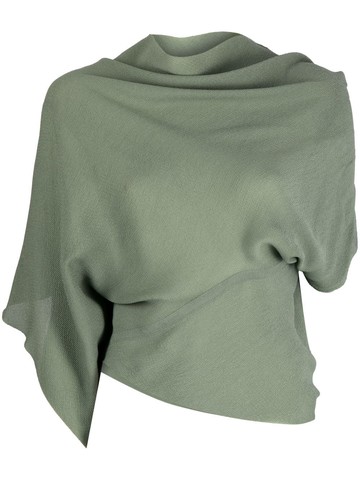 Rick Owens - draped cowl-neck top - women - Silk/Viscose - 40 - Green