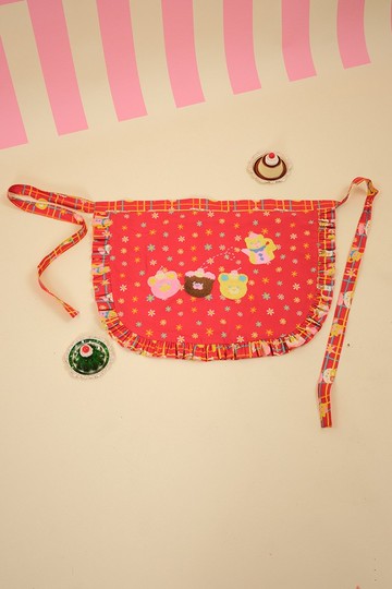 昭和甜品屋毛巾繡雙面穿圍裙 日系可愛少女配飾