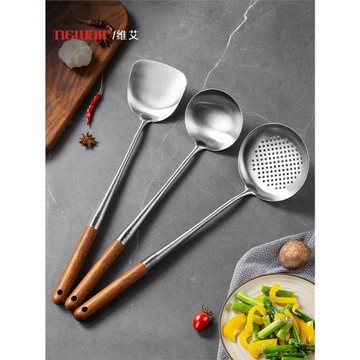 304不銹鋼鍋鏟家用炒勺加長炒菜鏟子湯勺不粘鍋廚具套裝廚房漏勺