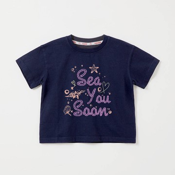 韓國 OZKIZ - 100%澳洲棉純粹呼吸短袖上衣-海洋世界-海軍藍