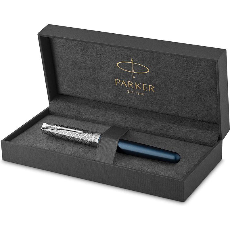 PARKER パーカー公式 ソネット プレミアム 万年筆 M 中字 高級 ブランド ギフト ペン先 18金 メタルブルーCT 211974