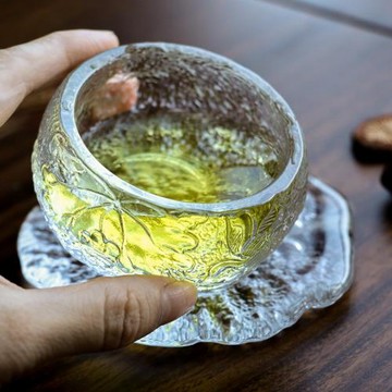 日式古法冰凍燒琉璃杯雨露茶杯茶墊茶盞主人杯品茗杯單杯功夫茶具