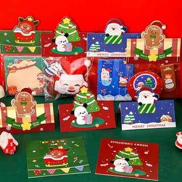 聖誕節 包裝標籤卡 標籤卡頭 烘焙卡頭 折疊卡 對折紙卡 封口 卡片 裝飾卡 卡片 耶誕節【BlueCat】【XM1046】