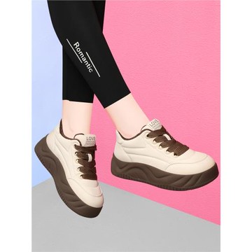 老爹面包鞋女2026秋冬款ins厚底真皮小白鞋百搭韓版運動休閑板鞋