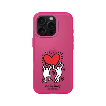 iPhone 16 Pro Clear 粉漾桃 - Keith Haring - 愛心