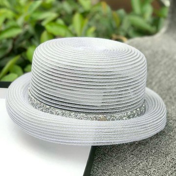 夏季女士遮陽帽赫本風海邊防曬太陽帽子草帽折疊沙灘帽閃鉆出游潮1入