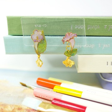 臺灣特有種 曲莖蘭嵌馬藍 繪畫耳環 耳夾/耳針