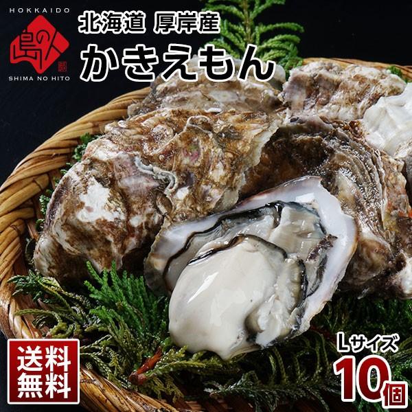 12月16〜17日お届け 生牡蠣 かき カキ 牡蠣 北海道 厚岸産 かきえもん 殻付き 10個 Lサイズ 生食可 鍋 ギフト 内祝 送料無料