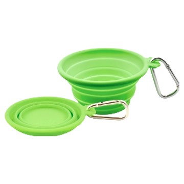 FFDPET 寵物折疊碗 食品級矽膠 附掛勾 (370ml)  萊姆綠  1個