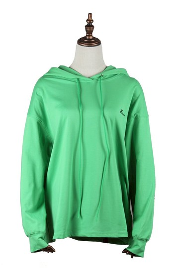 楊冪同款熒光綠超火cec套頭連帽中長款衛衣女ins寬松韓版春秋薄款