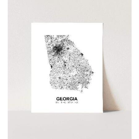 Eleville 18X24 Unframed Georgia United States Country View Abstract Road Modern Map Art Print Canvas Poster Wall Office Home Decor Minimalist Line Art