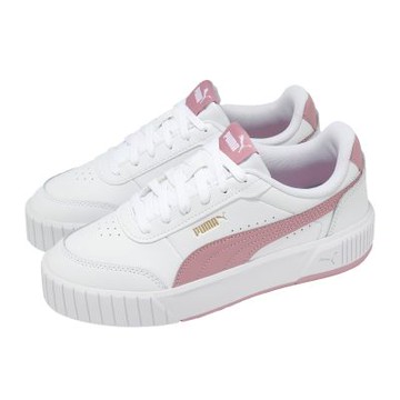 Puma 休閒鞋 Carina Mia 女鞋 白 粉紅 皮革 復古 厚底增高 餅乾鞋 402637-04