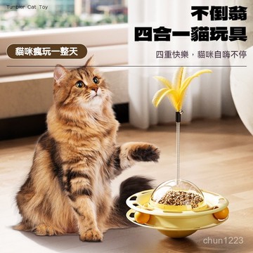 台灣隔日達 不倒翁漏食玩具 不倒翁逗貓球 逗貓棒 貓玩具 不倒翁 貓咪玩具 益智玩具 漏食球 轉盤玩具